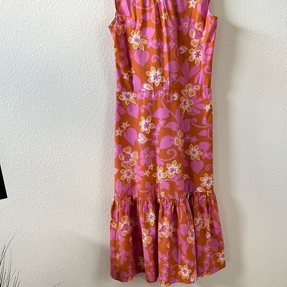 Warm Size 3 (L) Midi Floral Tiered Maxi Dress Bright Pink Lavender Orang… - Picture 8 of 12